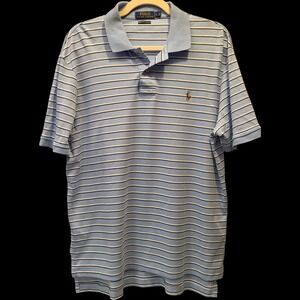 Polo Ralph Lauren Sz Large Classic Fit Soft Cotton Striped Polo Pima Soft Touch